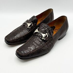 Romano Exotic Alligator Leather Brown Handmade in Mexico Dark Brown Loafers Styl